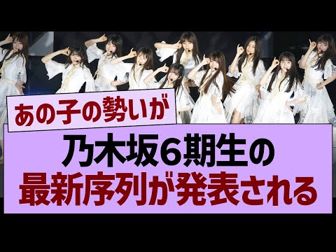 乃木坂6期生の最新序列が発表される!【乃木坂46・乃木坂工事中・乃木坂配信中】