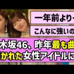【流石の強さ】乃木坂46、昨年最も曲が聴かれた女性アイドルに！！【乃木坂46】
